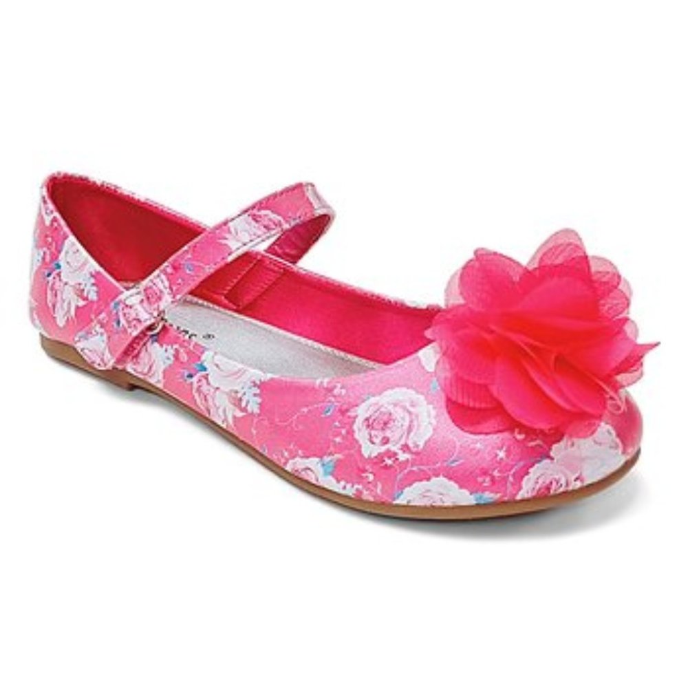 Jelly Beans Floral Dress Shoes Fuchsia & White SZ 6 Toddler Summer Party Wedding